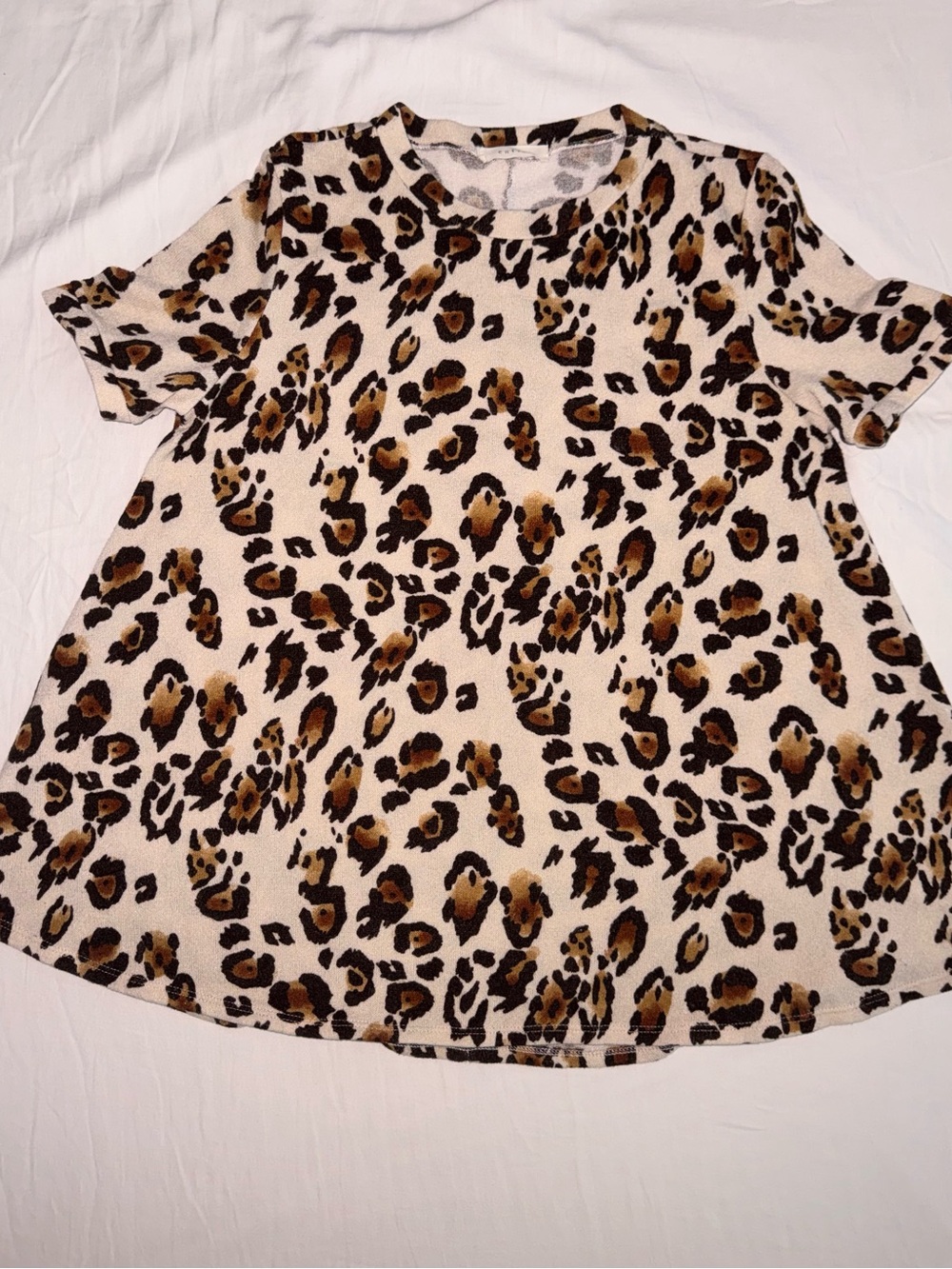 entro Leopard Print Short Sleeve Tunic - Cream, Brown, Black